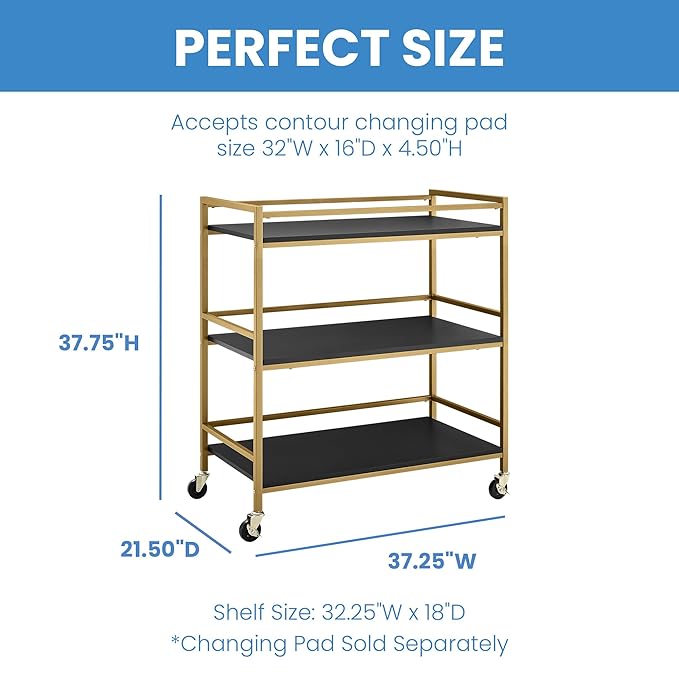 Delta Children Jade Changing Table/Cart, Ebony Melamine/Bronze