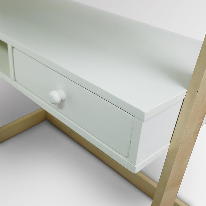 American Trails Freestanding Ladder Desk With Drawer, Natural Maple/White