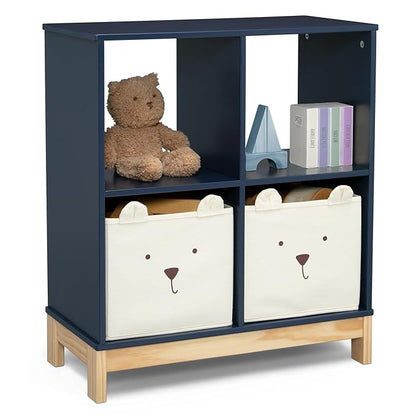 Delta Children babyGap Charlie 6-in-1 Convertible Crib + Brannan Bear Bookcase with Bins + Brannan Bear Wall Shelf with 4 Hooks, Navy (Bundle)