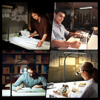 LED Desk Lamp with Clamp - Architect Desk Lamp Swing Arm Task Light 360 ° Rotation Gooseneck Desktop Lighting for Office Home Workbench Drafting Reading