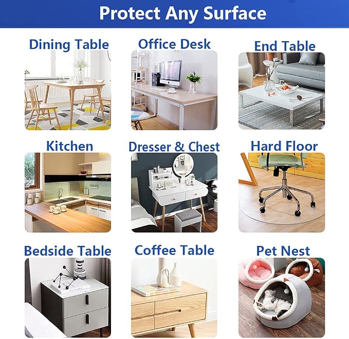 20x79 in Clear Vinyl Table Cover Protector Desk Protector Mat Plastic Chair Mat Thicken Crystal Table Pad Tablecloth for Children Painting Coffee Living Room Bedside Table Wipeable Easy to Clean