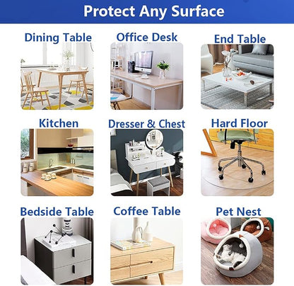 Multi-Size Thick Clear PVC Table Cover Protector 42x54 Inch Eco Plastic Vinyl Rectangle Office Desk Top Pad Cover Glass Wood Dining Coffee End Artwork Tabletop Protective Pad Glitter Desk Protector