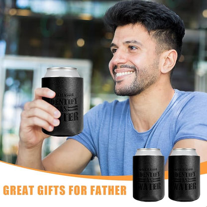 WKieason Valentines Day Gifts 2pc for Him Dad Leather Can Cooler for Dad Fathers Day Can Coolie Sleeves for Men Women Her Girlfriend Boyfriend Husband Wife Anniversary Birthday Funny Can Cooler