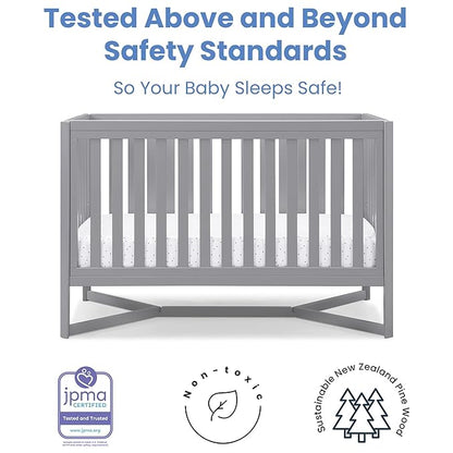 Delta Children Tribeca 4-in-1 Baby Convertible Crib + Simmons Kids Quiet Nights Crib and Toddler Mattress Made from Recycled Water Bottles/GREENGUARD Gold Certified [Bundle], Grey