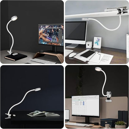 Desk lamp, LED Reading Light, Dimmable Clamp Lamp for Bed Headboard, Bedroom, Office, 3 Modes & 9 Dimming Levels, Flexible Clip Desk Lamp