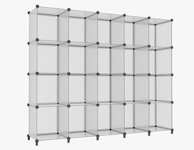 HOMIDEC 20-Cube Storage Organizer, Closet Organizer Storage Shelf Bookcase Bookshelf with Metal Hammer, Storage Cubes Organizer Cabinet for Kids, Closet, Bedroom, Bathroom