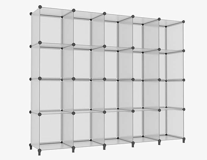 HOMIDEC 20-Cube Storage Organizer, Closet Organizer Storage Shelf Bookcase Bookshelf with Metal Hammer, Storage Cubes Organizer Cabinet for Kids, Closet, Bedroom, Bathroom