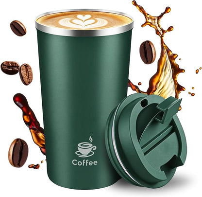 17oz Travel Coffee Mug ,Leakproof Vacuum Coffee Cup Insulated Tumbler | 304 Stainless Steel, Double-Wall Vacuum Insulated, Leakproof, Fits Hot & Cold Drinks Car Cup Holders, Travel, Office
