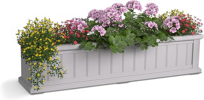 Mayne Cape Cod 4ft Window Box - White - 48in L x 11in W x 10.8in H - Polyethylene - Built-in Water Reservoir (4841-W)