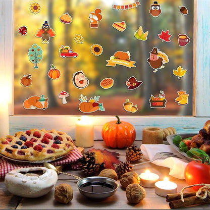 Window Clings Stickers for Kids Window Gel Clings Decals Thick Gel Clings Toddlers and Adults Classroom Home Nursery Airplane Birthday Party Supplies (Fall)