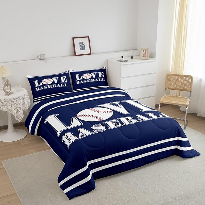 Feelyou Kids Baseball Comforter Set Twin Size Sports Game Bedding Set for Boys Girls Teens Bedroom Decor Baseball Gaming Comforter Gift for Baseball Lover Duvet Set with 1 Pillow Case