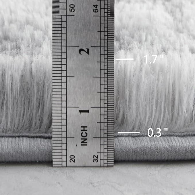 4x6 Large Area Rugs for Living Room, Super Soft Fluffy Modern Bedroom Rug, Tie-Dyed Light Grey Indoor Shag Fuzzy Carpets for Girls Kids Nursery Room Home Decor