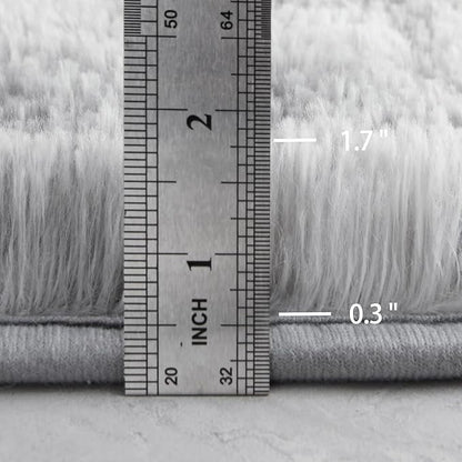 4x6 Large Area Rugs for Living Room, Super Soft Fluffy Modern Bedroom Rug, Tie-Dyed Light Grey Indoor Shag Fuzzy Carpets for Girls Kids Nursery Room Home Decor