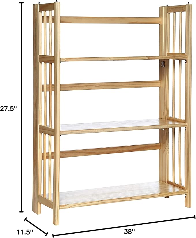 Casual Home 3-Shelf Folding Stackable Bookcase (27.5" Wide)-Natural