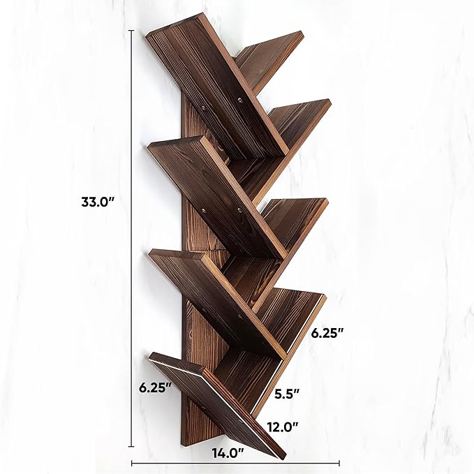 Tree Bookshelf 7-Tier | Wall Bookshelf | Book Organizer | Solid Wood Bookshelf for Kids | Floating Bookshelf Organizer