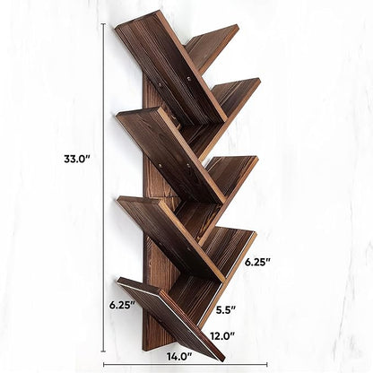 Tree Bookshelf 7-Tier | Wall Bookshelf | Book Organizer | Solid Wood Bookshelf for Kids | Floating Bookshelf Organizer