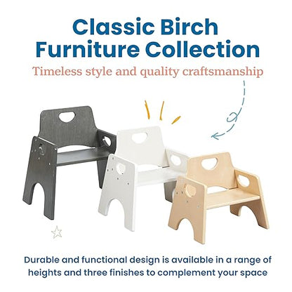ECR4Kids Stackable Wooden Toddler Chair, 6in, Kids Furniture, Grey Wash, 2-Pack