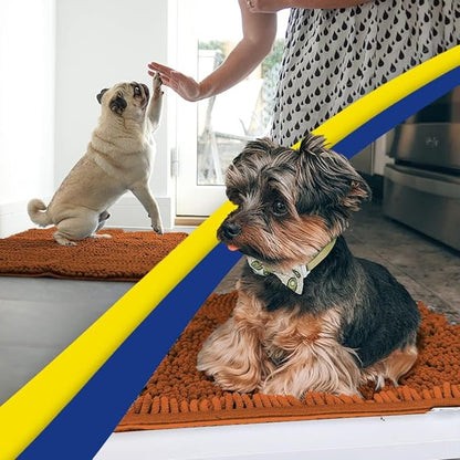 Muddy Mat® Shown on TV – Super Absorbent Microfiber Dog Door Mat for Muddy Paws, Non-Slip Washable Pet Rug, Quick Dry Chenille Entryway Carpet, Machine Washable Indoor Outdoor mat, Orange 59"x24"