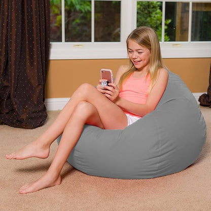 Posh Creations Bean Bag Chair for Kids, Teens, and Adults Includes Removable and Machine Washable Cover, Heather Lavender, 48in - X-Large
