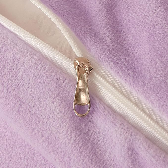 FOPPA Lilac fluffy Comforter Cover Set king- Ultra Soft fluffy lilac Bedding Sets 3 Pieces (1 Duvet Cover + 2 Pillow case) pink fluffy bed set (Lilac, King)