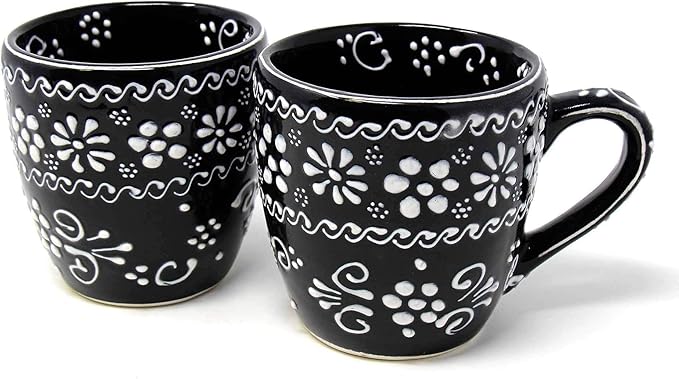 Encantada Handmade Hand-Painted Authentic Mexican Pottery Mugs (1-Pack, Ink)