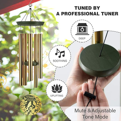 ASTARIN Happy Anniversary Wind Chimes Personalized, Deep Tone Wind Chimes for Memory Day, for Couple Friends Wife Husband, Marriage Keepsake Gift Ideas