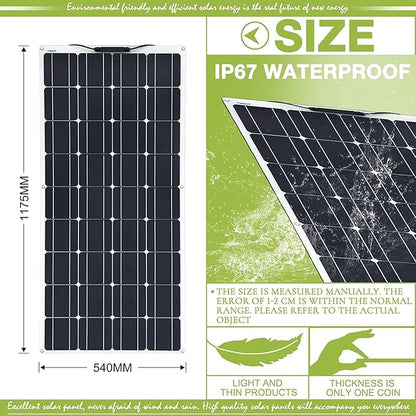 800 Watt Flexible Solar Panel for RV, 2 × 400 Watt 12 Volt Solar Power Panel Kit Photovoltaic Module Monocrystalline Solar Panels for Camping Off Grid Car Battery Charging Boat
