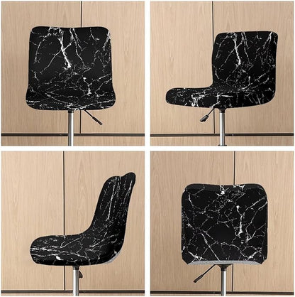 Black Marble Crack Bar Chair Seat Covers for Dining Room Decorative Covers for Bar Chair Stretch Chair Seat Covers Set of 2 Soft Barstool Chair Seat Cushion Slipcovers