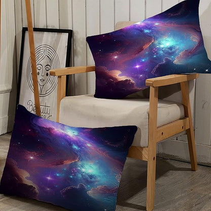 Galaxy Bedding Set Twin Size Blue Purple Outer Space Comforter Sets for Girls Boys Kids Teens Women Starry Glitter Nebula Quilt 1 Comforter + 1 Pillow Case