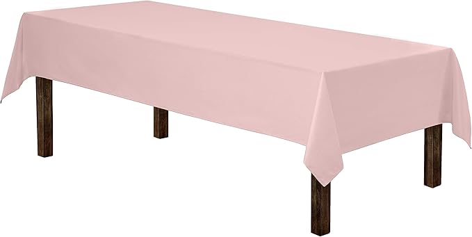 Gee Di Moda Rectangle Tablecloth - 60 x 84 Inch Pink Table Cloth for 5 Foot Rectangle Table - Heavy Duty Washable Fabric - for 5 Ft Buffet Table, Holiday Party, Dinner, Wedding & Baby Shower