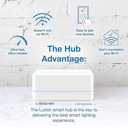 Lutron Caseta Original Smart Dimmer Switch ELV+ (Lutron Hub Required), 250W LED, Single-Pole/3-Way, Neutral Required, PD-5NE-LA, Light Almond
