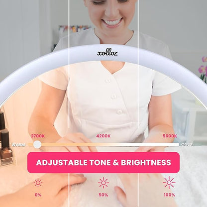 Half-Moon Nail Desk Lamp for Professionals, 3360 Lumen Led Light for Nails, Perfect Led Manicure Desk Lamp | Tattoo Light | Lash Tech Light | Manicure Light Led (White) (Two Knobs)