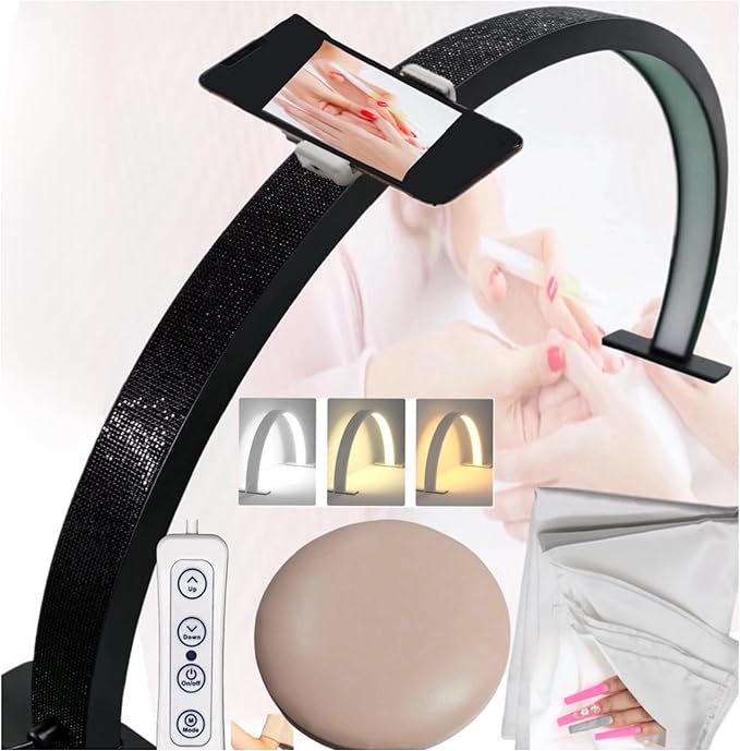 Half Moon Light for Nail Desk-4pcs Set-Half Moon Light-Half Moon Light for Esthetician-Half Moon Lamp for Nails-Nail Lamp for Desk-Nail Desk Light-BONUS Phone Holder,Nail Prop & Elbow Rest