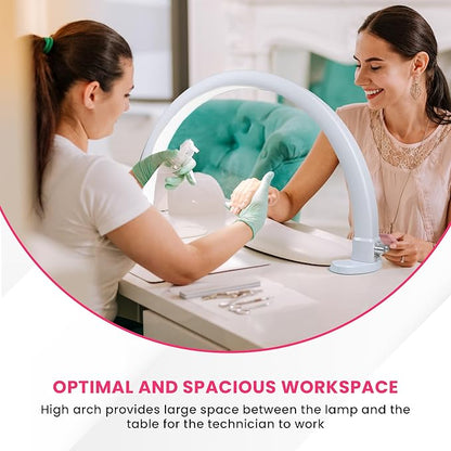 Half-Moon Nail Desk Lamp for Professionals, 3360 Lumen Led Light for Nails, Perfect Led Manicure Desk Lamp | Tattoo Light | Lash Tech Light | Manicure Light Led (White) (Two Knobs)