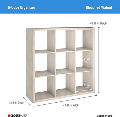 ClosetMaid 4589 Decorative Open Back 9-Cube Storage Organizer, Bleached Walnut