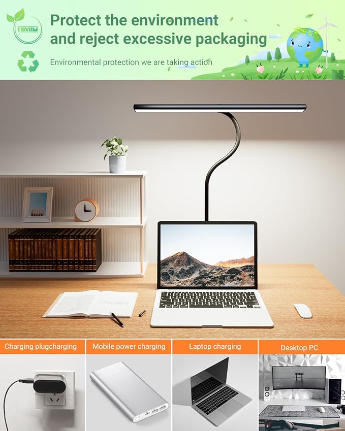LED Desk Lamps for Home Office, Gooseneck Desk Lamps with Clamp, 30 Lighting Modes Adjustable, 18W Eye-Caring Desk Light, for Reading, Study, Workbench