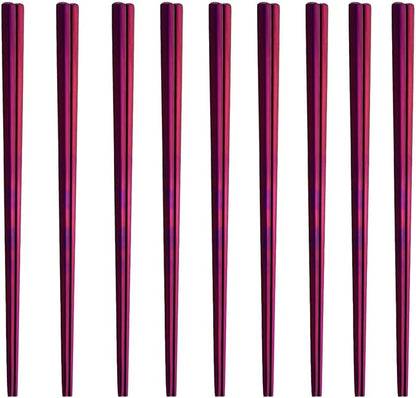 Stainless Steel Chopsticks,Reusable ,Dishwasher Safe , Easy to Use（9 PCS,purple）