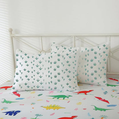 Dinosaur Comforter Set Twin for Kids Boys Teens 7 Piece Bed in a Bag Cartoon Colorful Dino 3D Print Bedding Set with Sheet