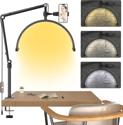 TwoWin Half Moon Light for Lashes, Height Adjustable Lash Light for Eyelash Tech Half Moon, Eyelash Lamp Led for Eyelash Extension, Tattoo Artists, Nail Tech, Filming Content Creation