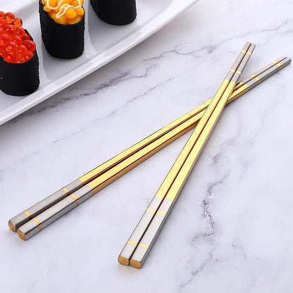 Reusable Stainless Steel Chopsticks,Dishwasher Safe , Easy to Use(4 PCS,purple)