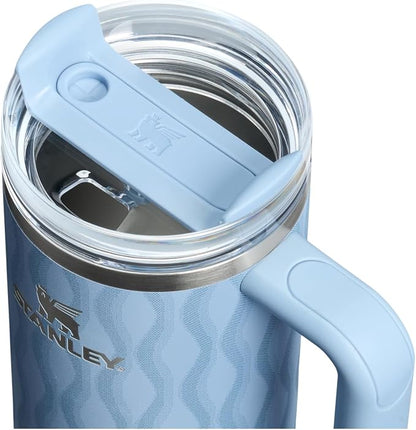 STANLEY Quencher H2.0 Flow State Tumbler, 30 oz, Slate Blue Drift | Handle and Straw | 3-Position Lid | Cup Holder Compatible for Travel | Insulated Stainless Steel Cup | BPA-Free