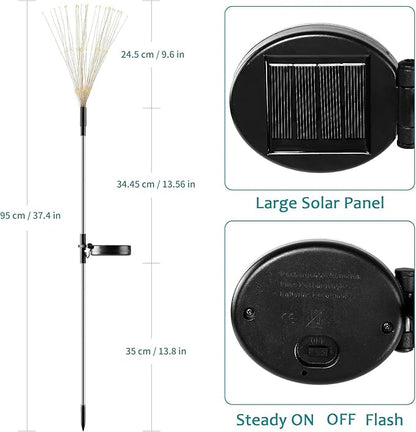 JJGoo Solar Firework Lights, 2 Pack 120 LEDs 2 Lighting Modes Solar Garden Lights Outdoor Waterproof for Yard Patio Walkway Pathway Party Wedding Christmas Decorative - Pink