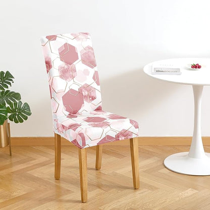 Gibelle Dining Room Chair Covers Set of 4, Soft Stretch Kitchen Chair Covers Slipcover Protector, Removable Washable Geometric Parson Chair Covers 4 Pack, Dusty Pink