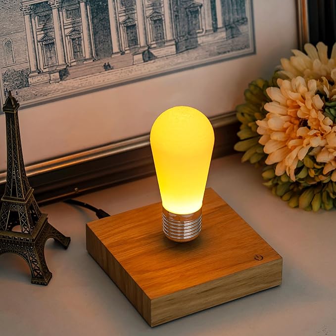 HCNT Floating Light Bulb, Magnetic Levitating LED Desk Lamp Table lamp Night Light, 360 Degree Automatic Rotating Light, Unique Gifts for Christmas Office Decor