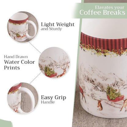 Maison d' Hermine Coffee Mug with Handles Tea Cups (12 Ounce, Pack of 1) | Fine Bone China Coffee Mugs for Hot Beverages Cappuccino Latte Home Hotel Spring Summer -Christmas Tradition - Landscape