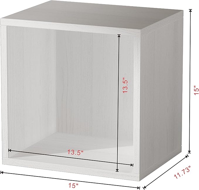 Magic DIY Cube Storage Organizer -Cube Storage Shelf -Wood Storage Cubes -Stackable Cubes Perfect for Books Clothes Toy(Pure White-Washed, General Cube)