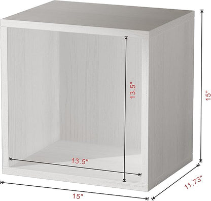 Magic DIY Cube Storage Organizer -Cube Storage Shelf -Wood Storage Cubes -Stackable Cubes Perfect for Books Clothes Toy(Pure White-Washed, General Cube)