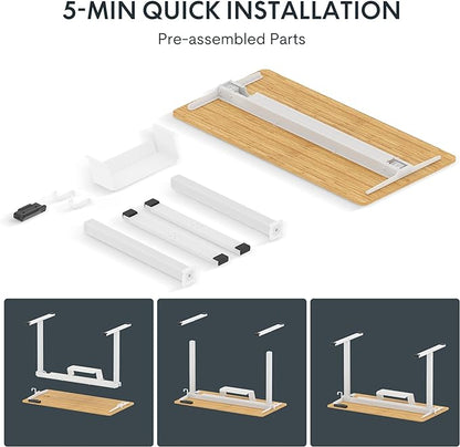 FLEXISPOT Standing Desk Quick Assembly Electric Sit Stand Desk Whole-Piece Desktop Ergonomic Memory Controller Adjustable Height Desk(White Frame + 40" Bamboo Texture Desktop)