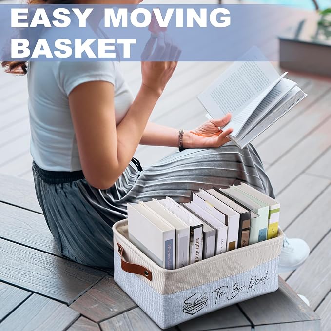 Marsui Book Lover Gifts TBR Book Storage Basket to Be Read List Storage Bin Bookish Accessories Bookworm Gift for Club Members Student Teacher Reading Accessories