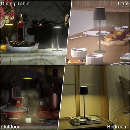 ORALUCE Cordless Table Lamp Rechargeable, Battery Operated LED Desk Lamp with USB Type-C Charging Port, 3 Color Stepless Dimming LED Lamp for Bedroom/Restaurant/Party/Coffee Shop/Camping/Bars, 1 Pack